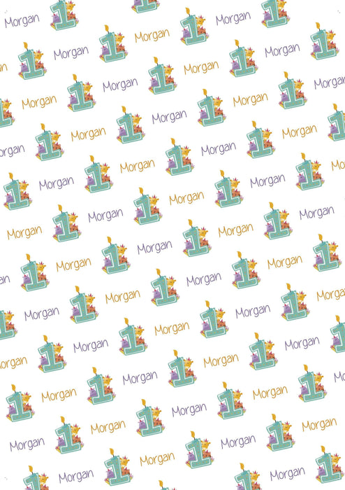 Personalized 1st Birthdays Zoo Animals Birthday Wrapping Paper