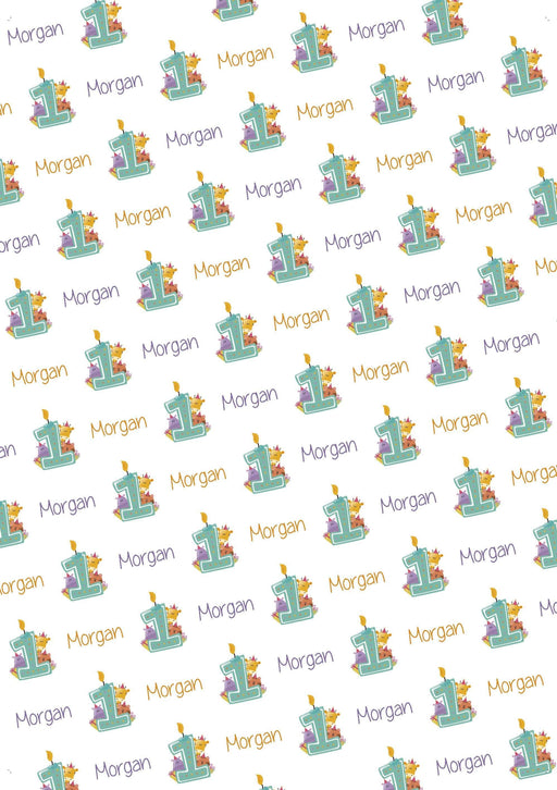 Personalized 1st Birthdays Zoo Animals Birthday Wrapping Paper