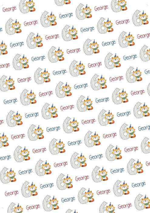 Personalized 6th Birthdays Fox Birthday Wrapping Paper
