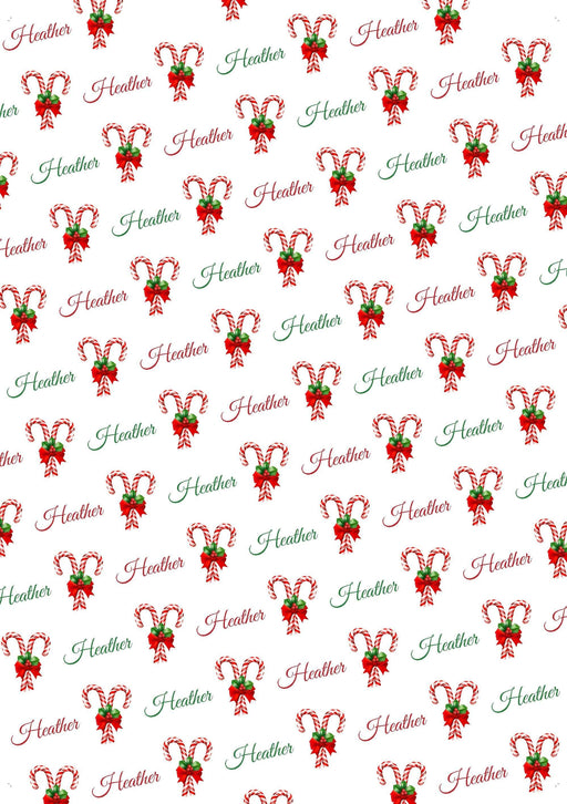 Personalized Candy Cane Christmas Wrapping Paper