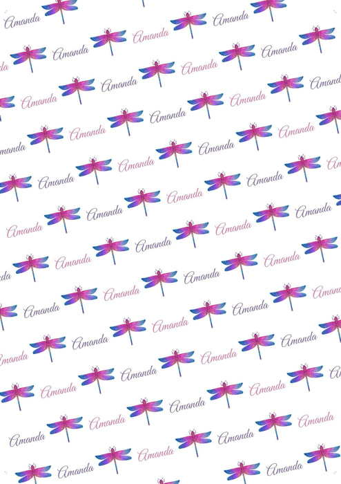 Personalized Dragonfly Birthday Wrapping Paper