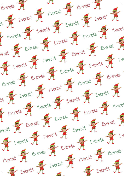 Personalized Elf Boy Christmas Wrapping Paper