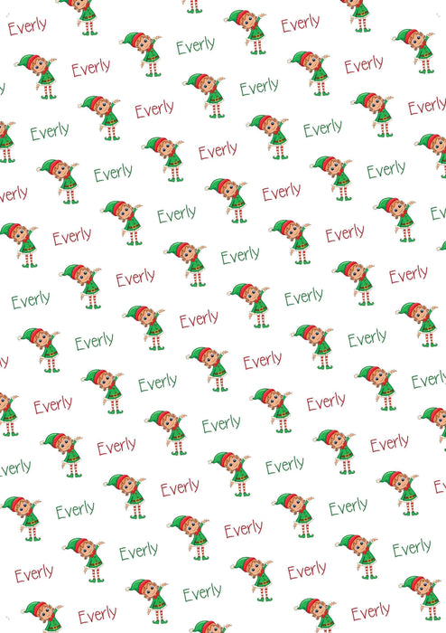 Personalized Elf Girl Christmas Wrapping Paper - Add Any Name