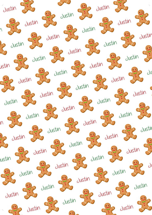 Personalized Gingerbread Boy Birthday Wrapping Paper