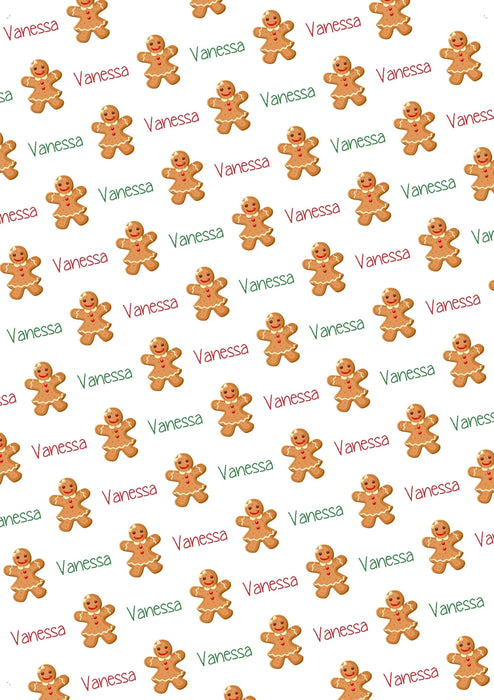 Personalized Gingerbread Girl Christmas Wrapping Paper