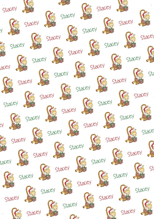 Personalized Giraffe Christmas Wrapping Paper