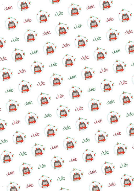 Personalized Hedgehog Christmas Wrapping Paper