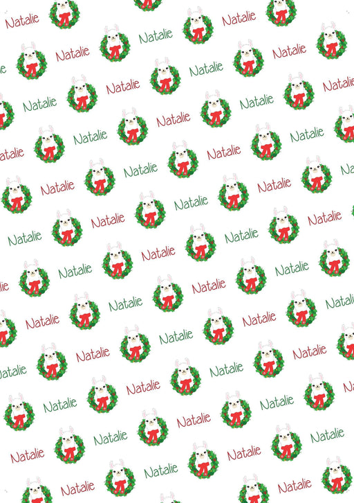 Personalized Llama Christmas Wrapping Paper