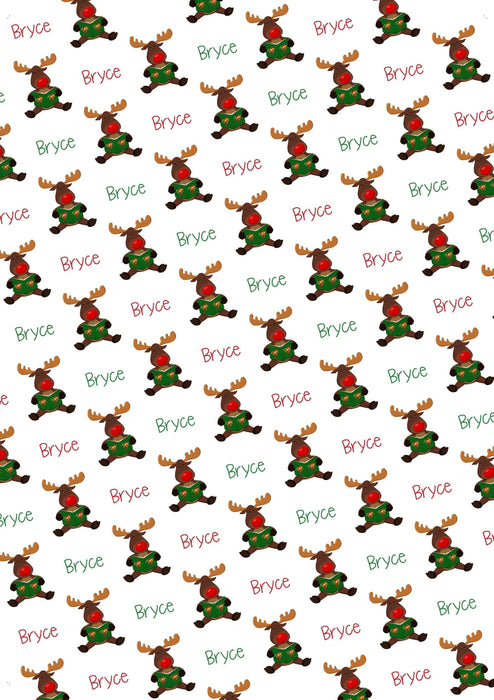 Personalized Moose Christmas Wrapping Paper