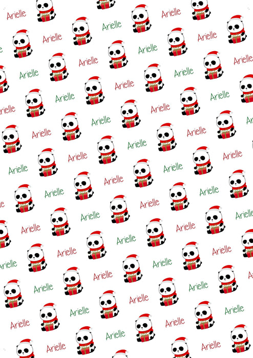 Personalized Christmas Panda Christmas Wrapping Paper