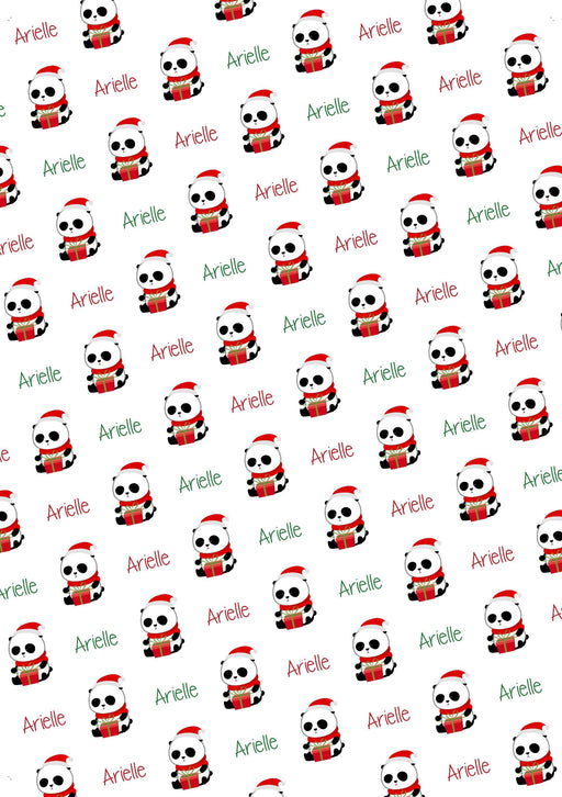 Personalized Christmas Panda Christmas Wrapping Paper