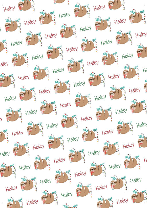 Personalized Sloth Christmas Wrapping Paper