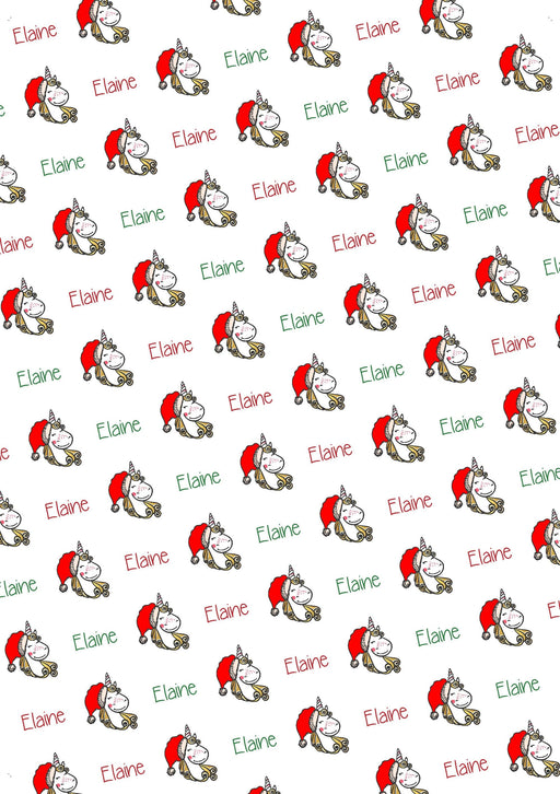 Personalized Unicorn Christmas Wrapping Paper