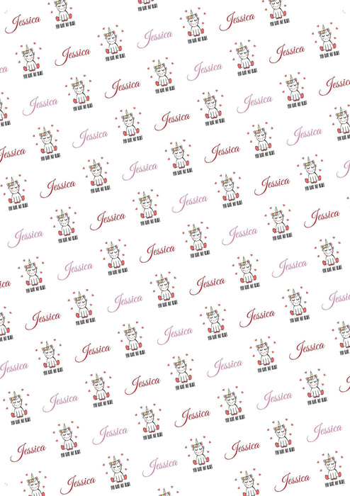 Personalized Unicorn Valentines Wrapping Paper