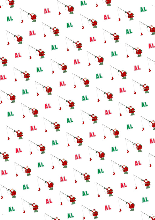 Personalized Santa Fishing Christmas Wrapping Paper