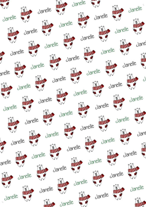 Personalized Polar Bear Christmas Wrapping Paper