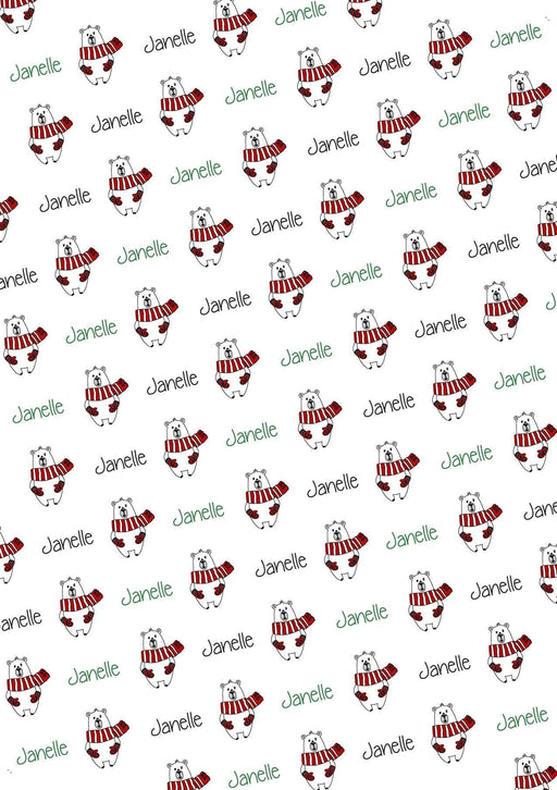 Personalized Polar Bear Christmas Wrapping Paper