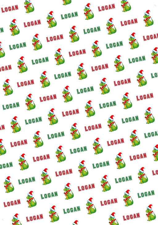 Personalized Dinosaur Christmas Wrapping Paper