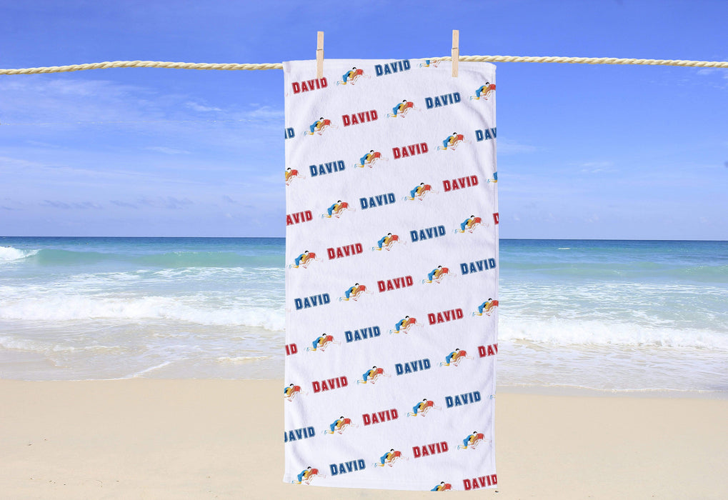 Personalized Wrestling Design Beach Towel