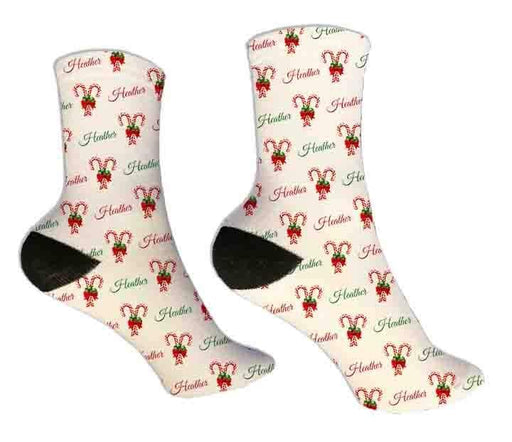 Personalized Candy Canes Christmas Design Socks