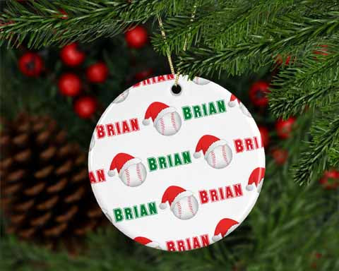 Personalized Christmas Baseball Holiday Ornament