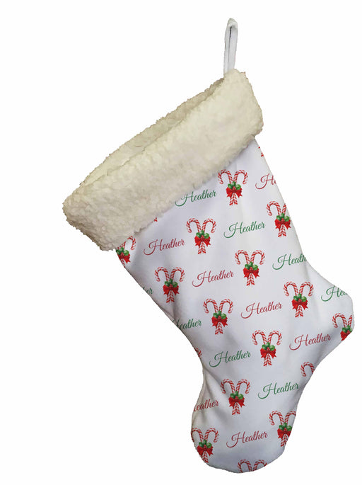 Personalized Candy Cane Design Christmas Stocking