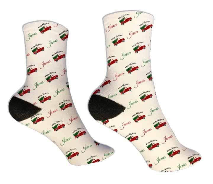 Personalized Christmas Truck Design Socks