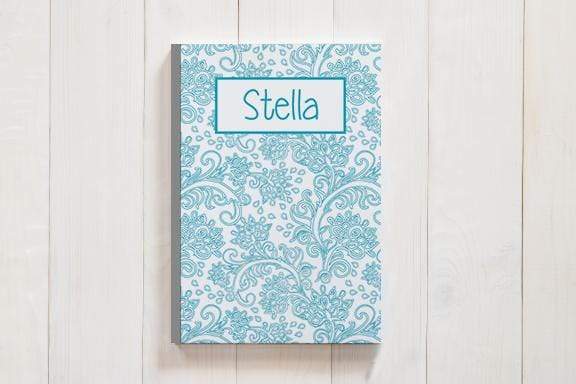Personalized Blue Foral Design 112 Page Journal