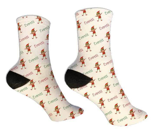 Personalized Elf Boy Christmas Design Socks