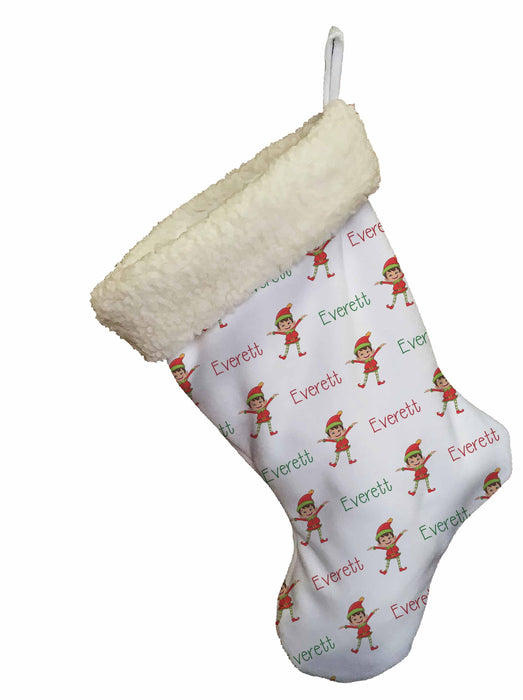 Elf Boy Personalized Christmas Stocking - Potter's Printing
