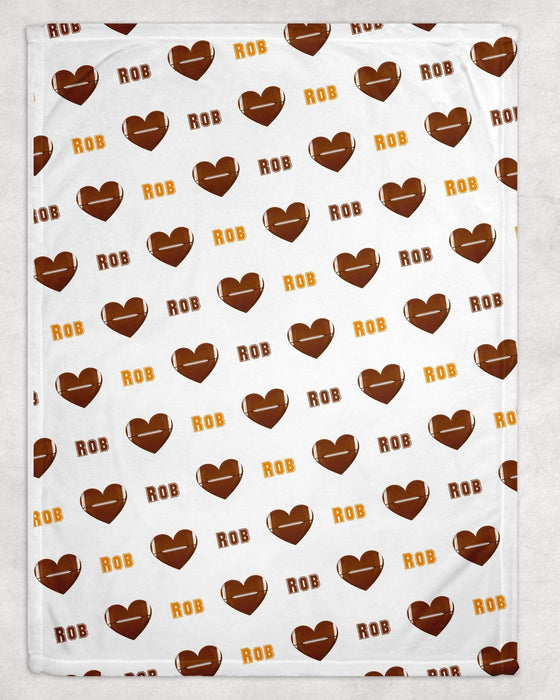 Personalized Football Valentine Design Soft Micro Fleece Blanket