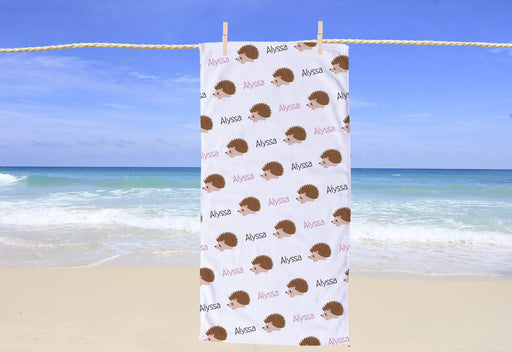 Personalized Hedgehog Design Beach Towel