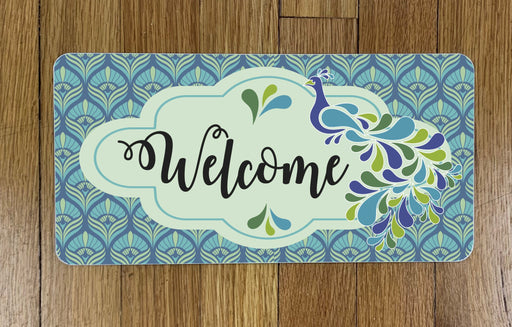 Peacock Welcome Wreath Sign