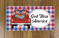God Bless America Red White Blue Plaid Wreath Sign