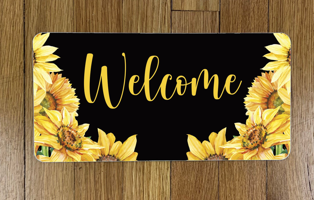 Welcome Sunflower Wreath Sign