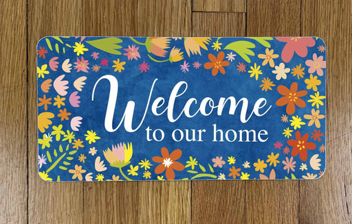 Welcome To Our Home Floral Wreath Sign