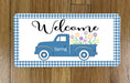 Hello Spring Blue Truck Wreath Sign