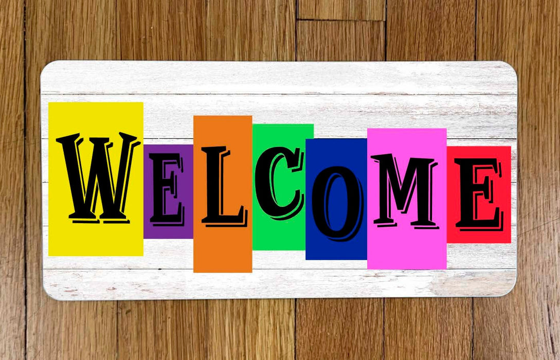 Colorful Welcome Wreath Sign — Potter's Printing