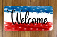 Red White and Blue Welcome  Wreath Sign
