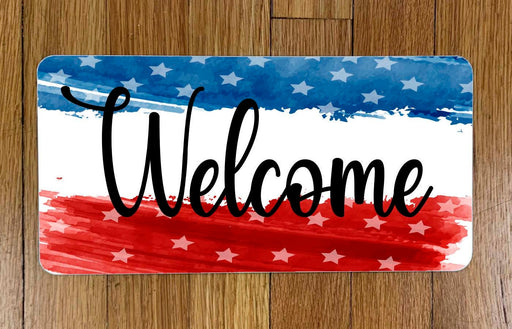 Red White and Blue Welcome  Wreath Sign