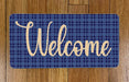 Welcome Navy Plaid  Wreath Sign