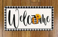 Welcome Plaid Pumpkin Wreath Sign