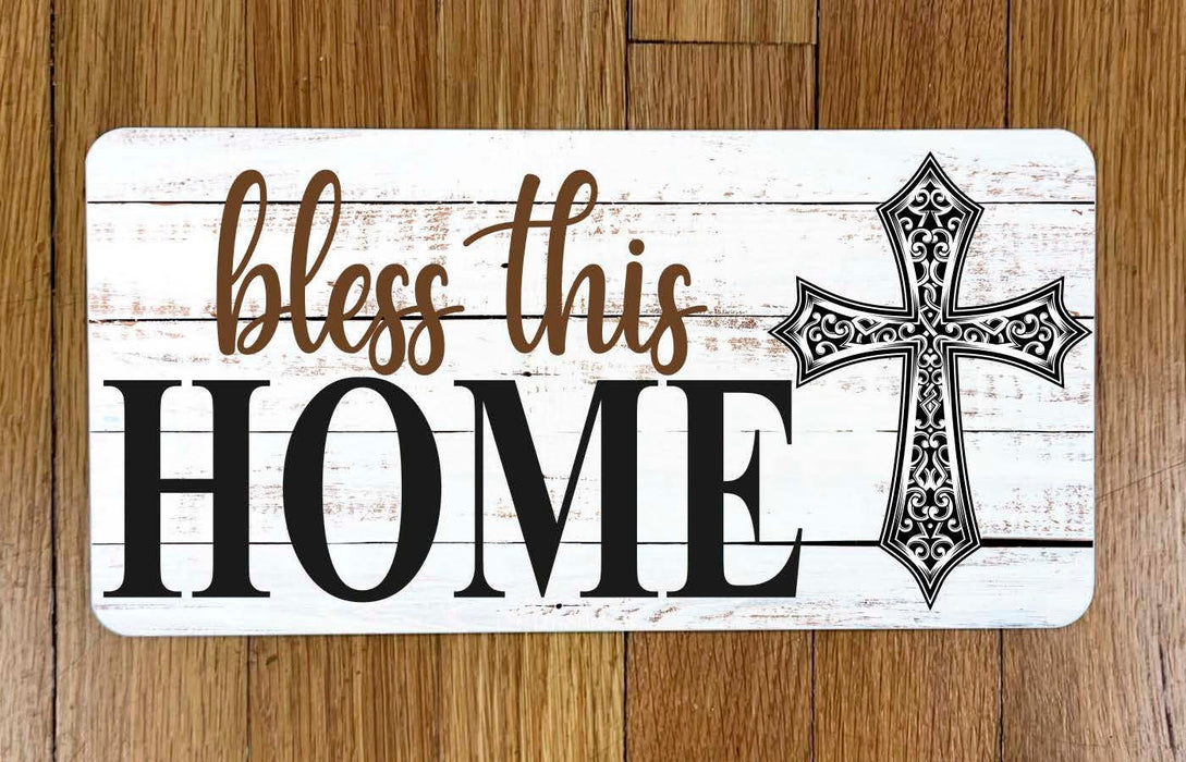 Brown Bless This Home Wreath Sign