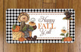 Plaid Scarecrow Happy Fall Y'all Wreath Sign