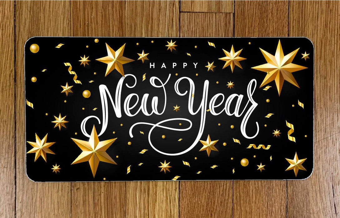 Happy New Years Black and Gold  Wreath Sign