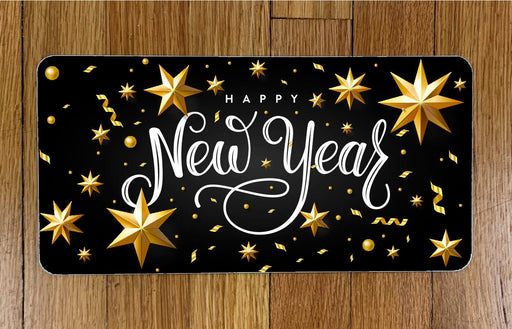Happy New Years Black and Gold  Wreath Sign