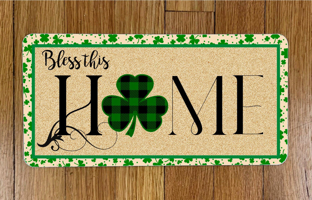 Bless This Home Shamrocks Wreath Sign