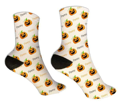 Personalized Jack-O-Lantern Halloween Design Socks