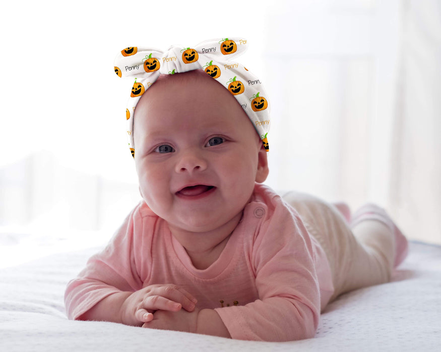 Personalized Jack-O-Lantern Design Baby Headband