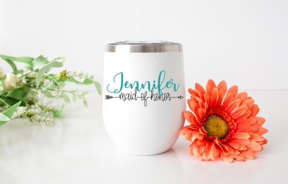 Maid of Honor Personalized Wine Tumbler - Potter's Printing